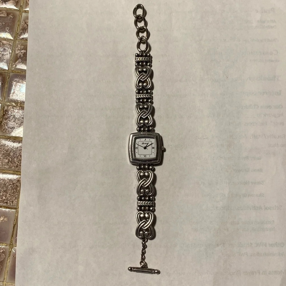 Brighton silver Santa Rosa swirled link watch with toggle‎ clasp